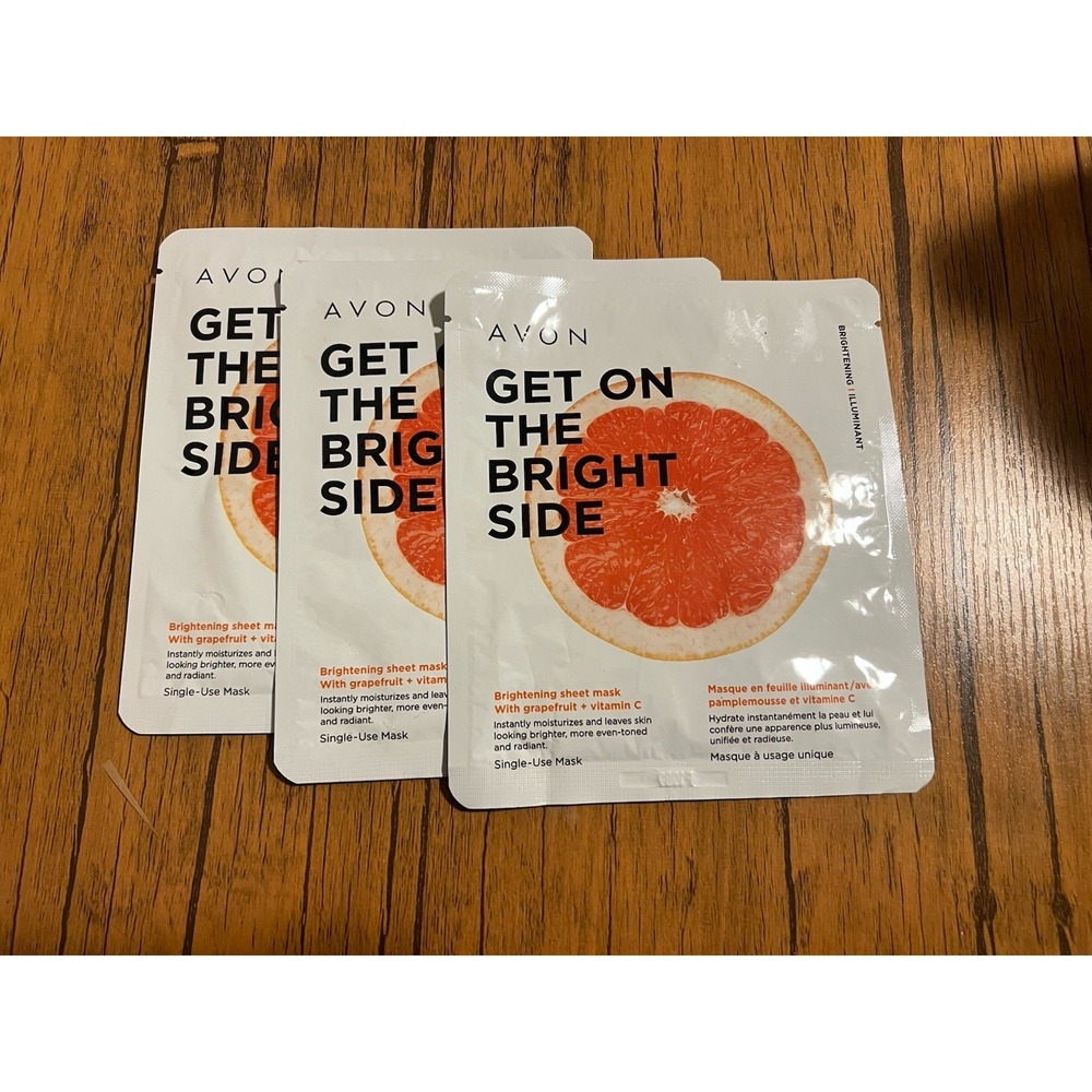 3pk Avon Anew Brightening Sheet Face Mask W/ Grapefruit And Vitamin C - NEW